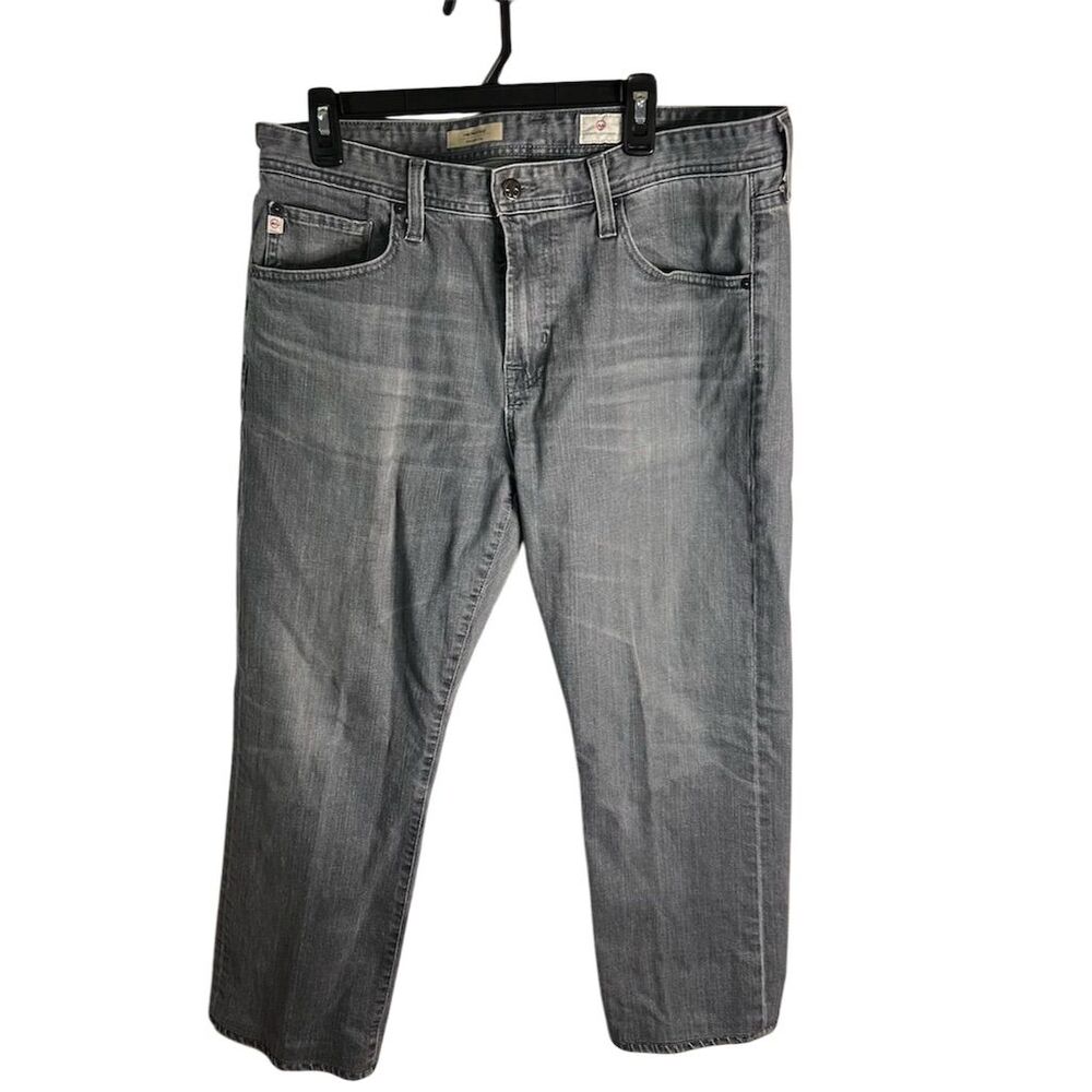AG Adriano Goldschmied Men's Gray Straight Leg Jeans Standard Size 36
